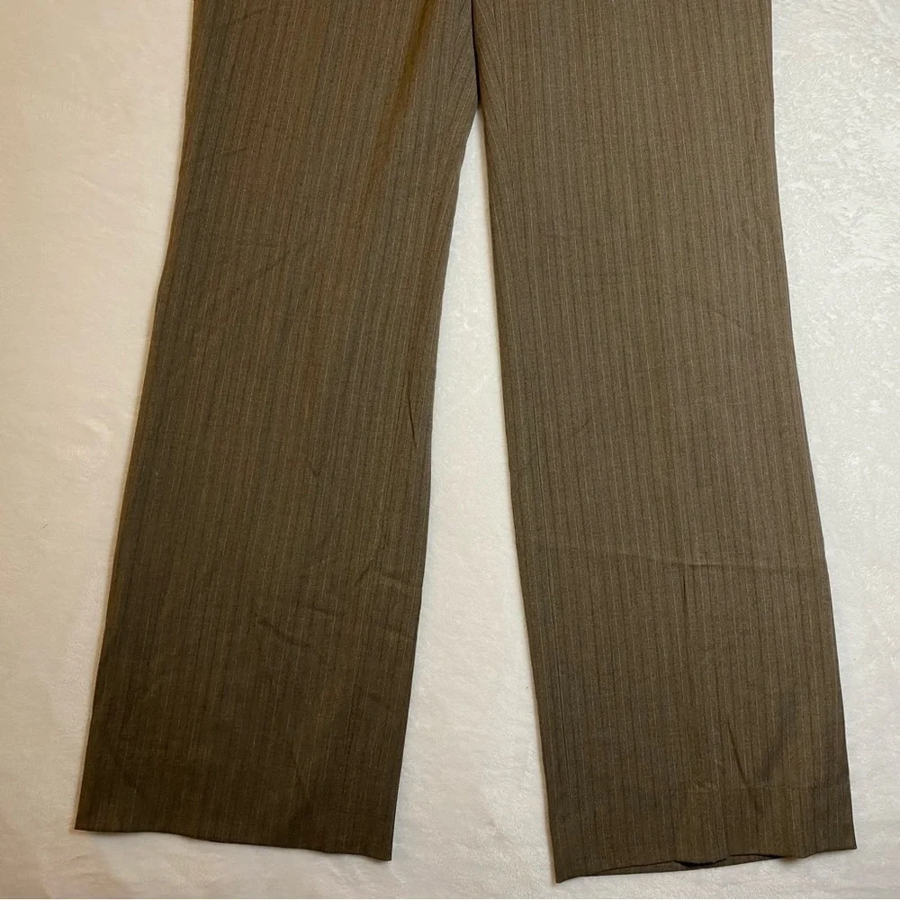 Cabi‎ Dress Pants Pin Stripe Brown Straight Wide Leg Career Trouser Size 4